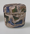 Glass mosaic pyxis with lid, Glass, Roman