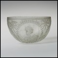 Glass bowl decorated with four busts in roundels, Glass, Roman