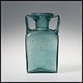 Glass rectangular bottle, Glass, Roman
