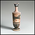 Lekythos, Attributed to the manner of the Haimon Painter, Terracotta, Greek, Attic