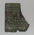 Bronze military diploma fragment, Bronze, Roman