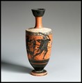 Terracotta lekythos (oil flask), Sappho Painter, Terracotta, Greek, Attic