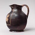 Terracotta oinochoe: chous (jug), Attributed to the Eretria Painter, Terracotta, Greek, Attic