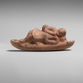 Terracotta hanging lamp in the form of a comic actor, Terracotta, Roman