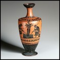 Terracotta lekythos (oil flask), Painter of Vatican G.31, Terracotta, Greek, Attic