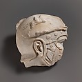 Fragmentary marble head of a helmeted soldier, Marble, Roman