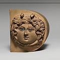 Bronze finial with the head of Medusa, Bronze, silver, Roman