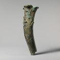 Bronze object in the shape of a horn, Bronze, inlaid with silver, niello and copper, Roman