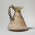 Glass jug with chain handle, Glass, Roman