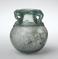 Glass aryballos (oil bottle), Glass, Roman