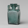 Glass rectangular bottle, Glass, Roman