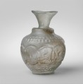 Glass flask decorated with intersecting circles, Glass, Roman