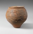 Terracotta beaker with barbotine decoration, Terracotta, Roman