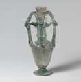Glass flask with elaborate looped handles, Glass, Roman, Syrian