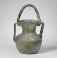 Glass jar with basket handle, Glass, Roman, Syrian