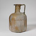 Glass polygonal bottle, Glass, Roman
