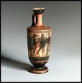 Terracotta lekythos (perfume flask), Sappho Painter, Terracotta, Greek, Attic