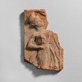 Fragment of a terracotta plaque, Terracotta, Greek