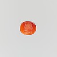 Carnelian ring stone with Asclepius, the god of medicine, Carnelian, Roman