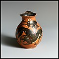 Terracotta oinochoe (jug), Class of the Red-Bodied Oinochoai III, Terracotta, Greek, Attic