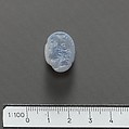 Chalcedony intaglio: Head of Jupiter Ammon, Chalcedony, Roman