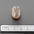 Chalcedony scaraboid in silver ring, Chalcedony, silver, Greek