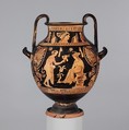 Terracotta nestoris (two-handled jar), Attributed to the Painter of New York 52.11.2, Terracotta, Greek, South Italian, Lucanian