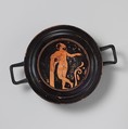 Terracotta stemless kylix (drinking cup), Attributed to the Painter of New York 69.232, Terracotta, Greek, South Italian, Lucanian