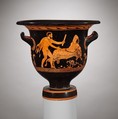 Terracotta bell-krater (mixing bowl), Connected in style with the Painter of the Long Overfalls, Terracotta, Greek, South Italian, Apulian