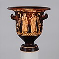 Terracotta bell-krater (mixing bowl), Attributed to Python, Terracotta, Greek, South Italian, Paestan