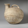 Terracotta askos (flask with a spout and handle over the top), Terracotta, Native Italic, Daunian, Canosan