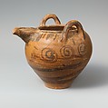 Terracotta bridge-spouted jar, Terracotta, Minoan