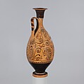Terracotta lekythos (oil flask), Attributed to the Pagenstecher Class, Terracotta, Greek, South Italian, probably Paestan