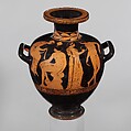 Terracotta hydria (water jar), Attributed to the Amykos Painter, Terracotta, Greek, South Italian, Lucanian