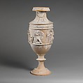 Terracotta vase with relief decoration, Terracotta, Greek, South Italian, Tarentine