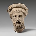 Terracotta head of a bearded man, Terracotta, Greek, South Italian, Tarentine