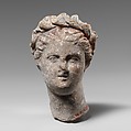 Terracotta head of a woman, Terracotta, Greek, South Italian, Tarentine