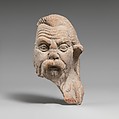 Fragment of a terracotta head of a satyr, Terracotta, Greek, South Italian, Tarentine