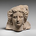 Head of a woman, Terracotta, Greek, South Italian, Tarentine