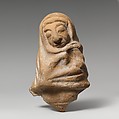 Fragment of a terracotta statuette of an old woman, Terracotta, Greek, South Italian, Tarentine