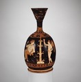 Terracotta squat lekythos (oil jar), Terracotta, Greek, Attic