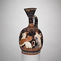 Terracotta squat lekythos (oil jar), Terracotta, Greek, Attic