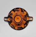 Terracotta kylix (drinking cup), Attributed to the Painter of Würzburg 487, Terracotta, Greek, Attic