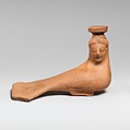 Terracotta vase in the form of a siren, Terracotta, East Greek, Rhodian