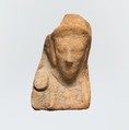 Terracotta bust of a female figure, Terracotta, Greek, Cretan