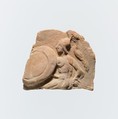 Fragment of a terracotta plaque, Terracotta, Greek, Cretan
