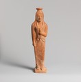 Terracotta vase in the form of a woman holding a bird, Terracotta, East Greek