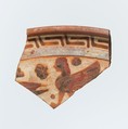 Fragment of a terracotta plate, Terracotta, East Greek, Clazomenian