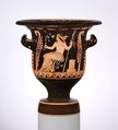 Terracotta bell-krater (mixing bowl), Attributed to Python, Terracotta, Greek, South Italian, Paestan
