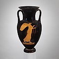 Terracotta Nolan neck-amphora (jar), Attributed to the Painter of London E 342, Terracotta, Greek, Attic